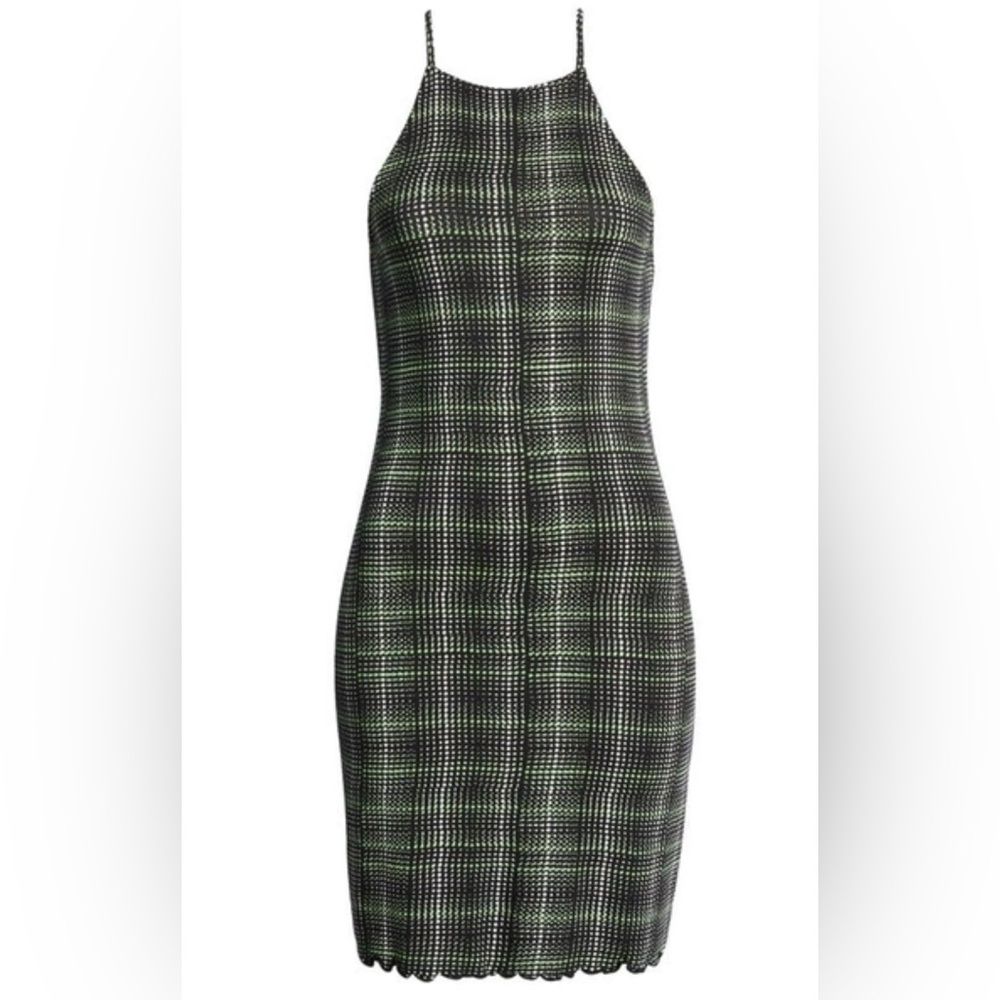 Nordstrom BP. Print Knit Minidress – Black Geodot Plaid – Small